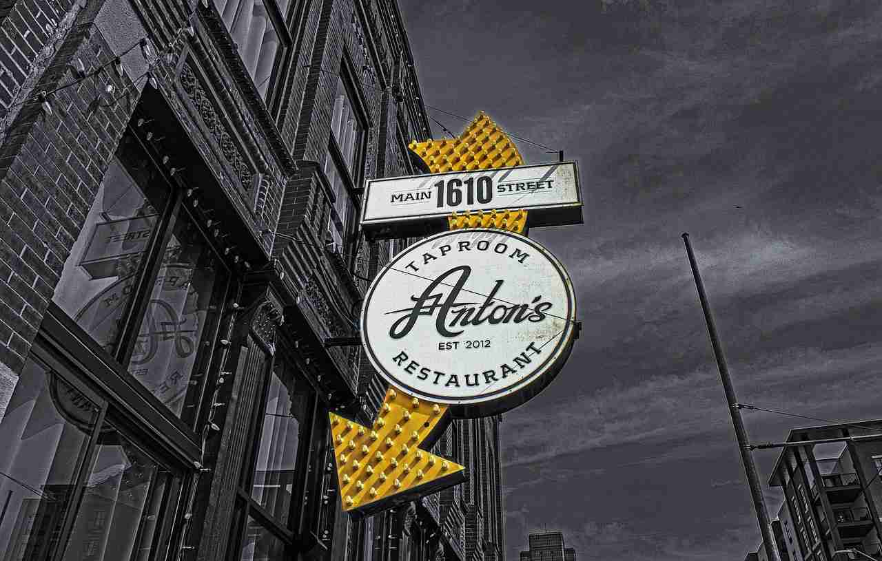 Exterior view of a restaurant and taproom storefront in a busy urban district, representing businesses that may utilize Restaurant property development financing, restaurant inventory financing, restaurant kitchen upgrade financing, and restaurant software financing to support growth, operations, modernization, and customer service improvements.
